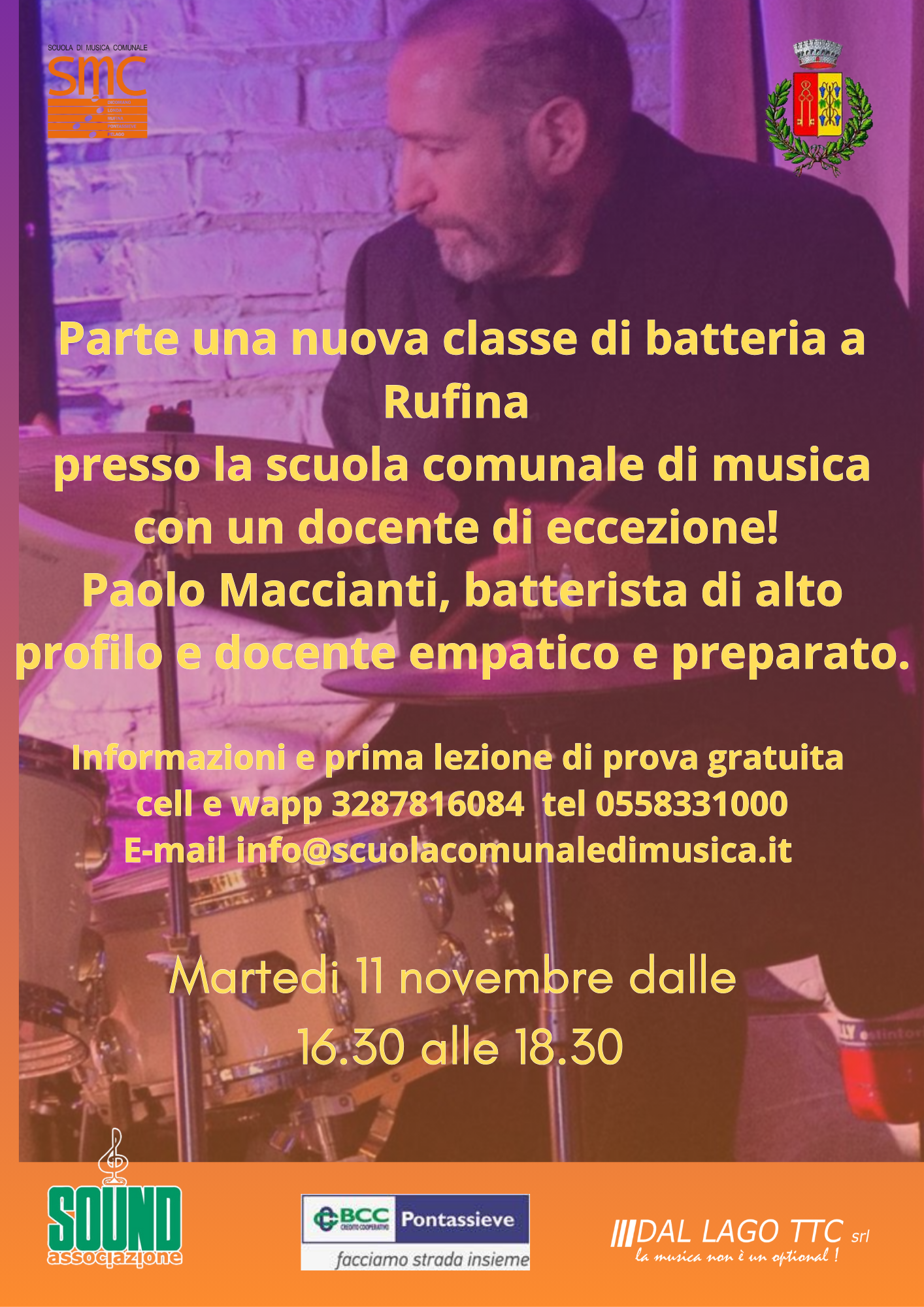 Nuovo insegnante di Batteria a Rufina